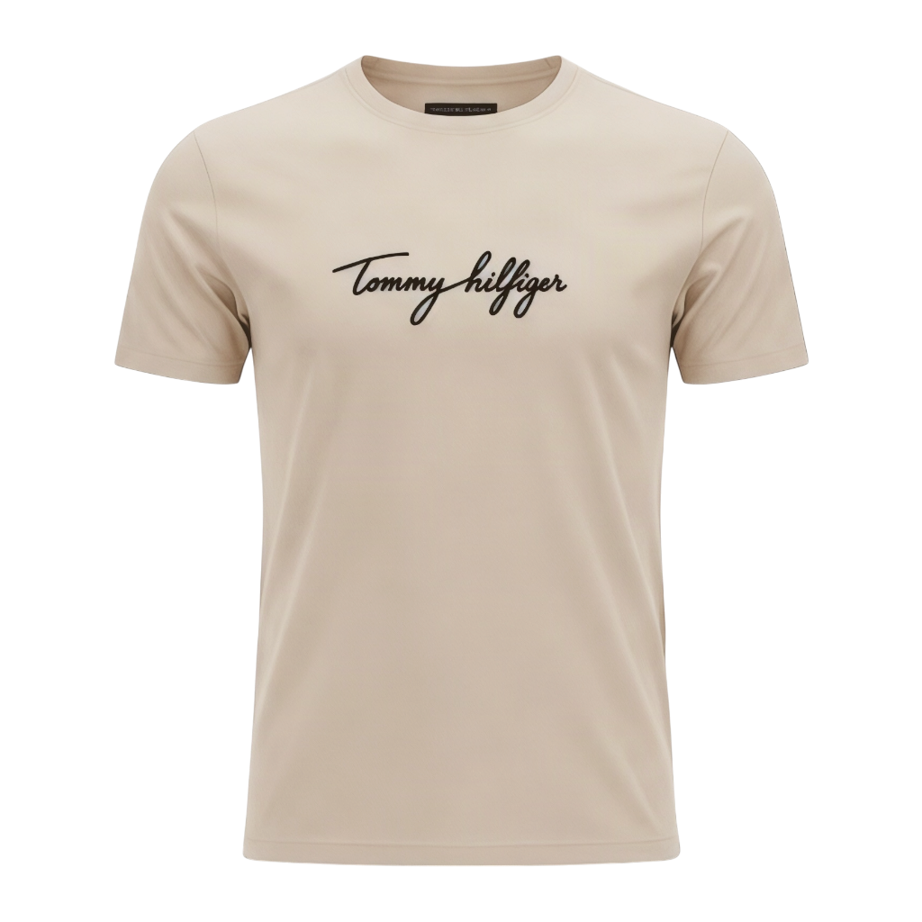 PLAYERA TOMMY HILFIGER - Arena claro con estampado negro